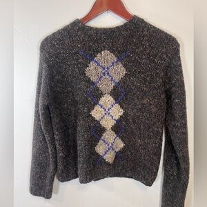 Marsh Landing‎ Youth Brown and Blue Crew Neck Sweater Medium